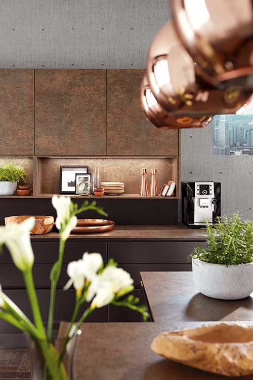 Mobilă de bucătărie modernă Nobilia Color Concept - Decor Ferro Bronze 