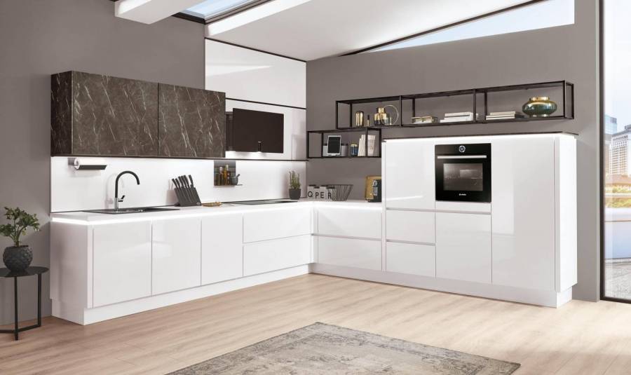 Mobilă de bucătărie modernă Nobilia Color Concept - Marmură Teramo